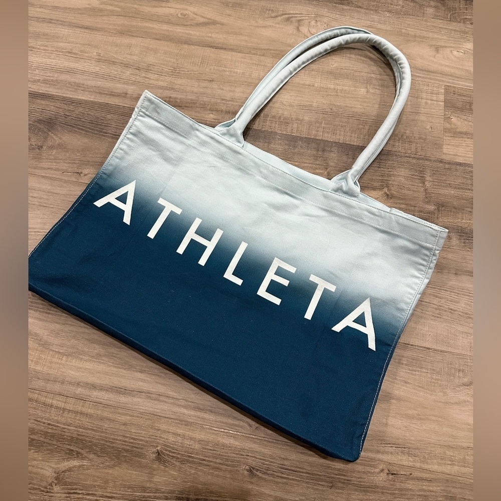 Athleta Beach Bag Gym Bag Tote Bag Blue Ombre Canvas Shopping Bag